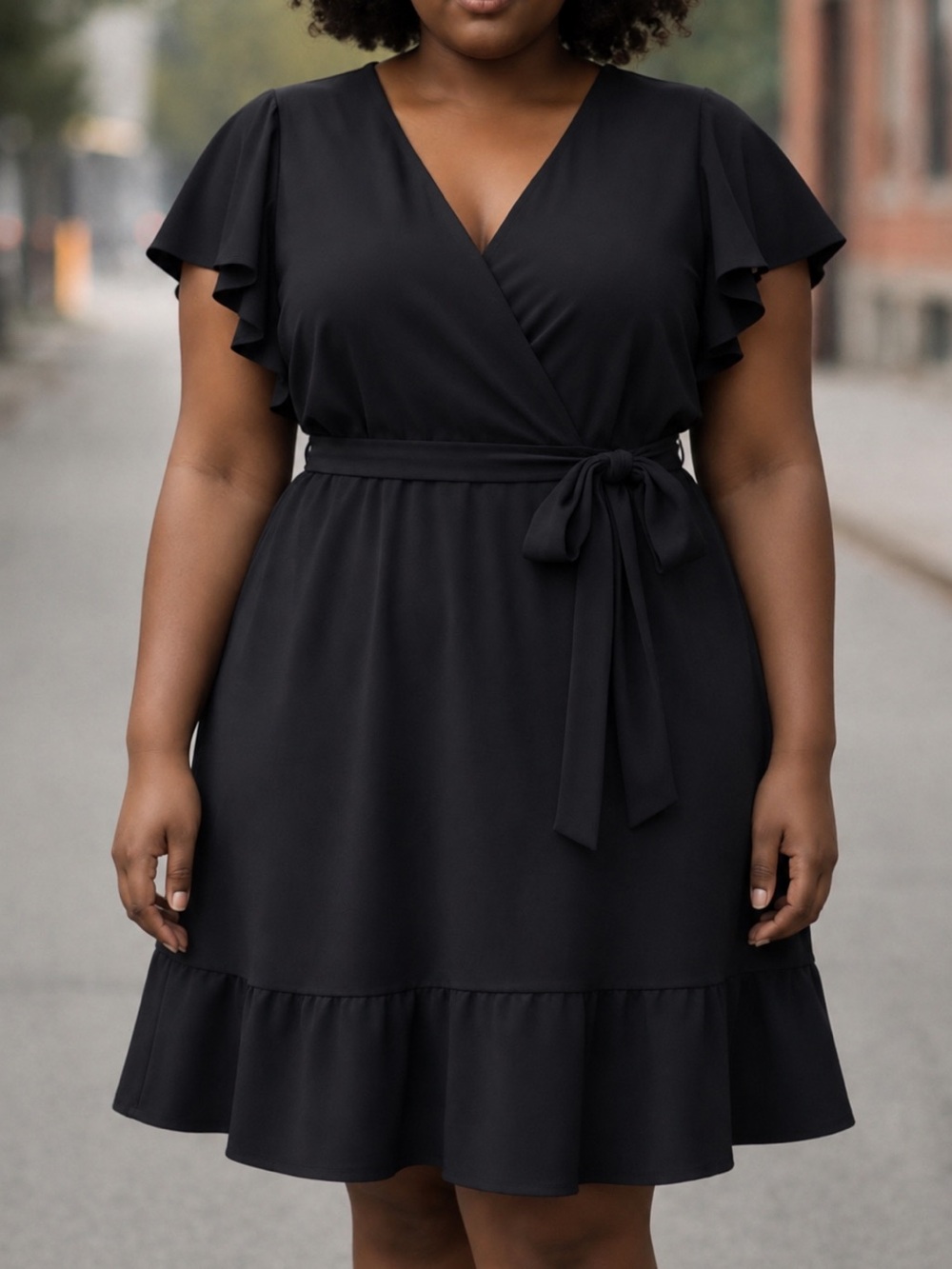 CHIC SOUL Black Faux Wrap Dress 3X Plus Size Wedding Guest Cocktail NWOT